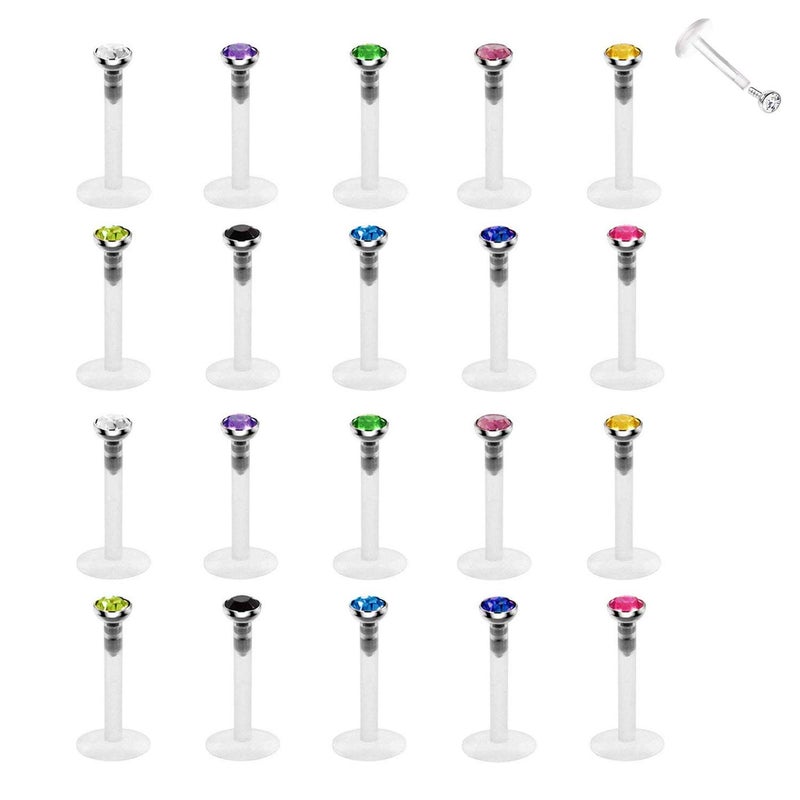 D.Bella Clear Labret Retainer, Acrylic Plastic Labret Lip Ring/Tragus/Helix/Cartilage Earring Stud Barbell for Piercing Body Jewelry Substitutes - Image 1